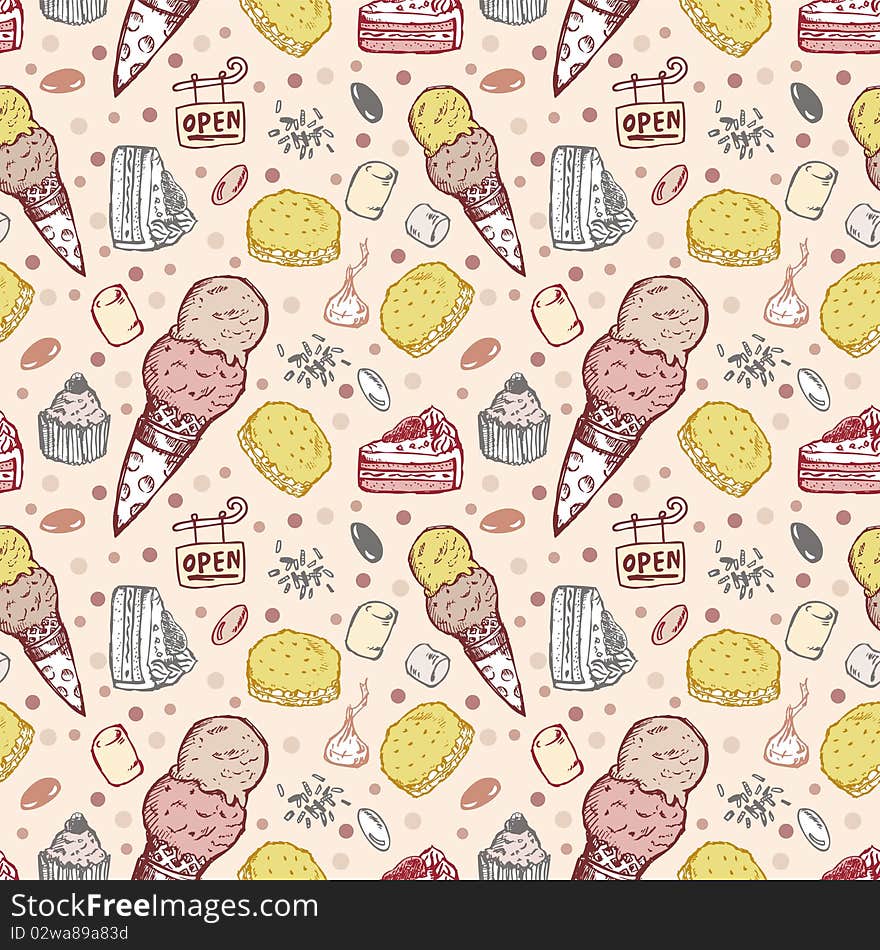 Seamless Ice Cream Pattern