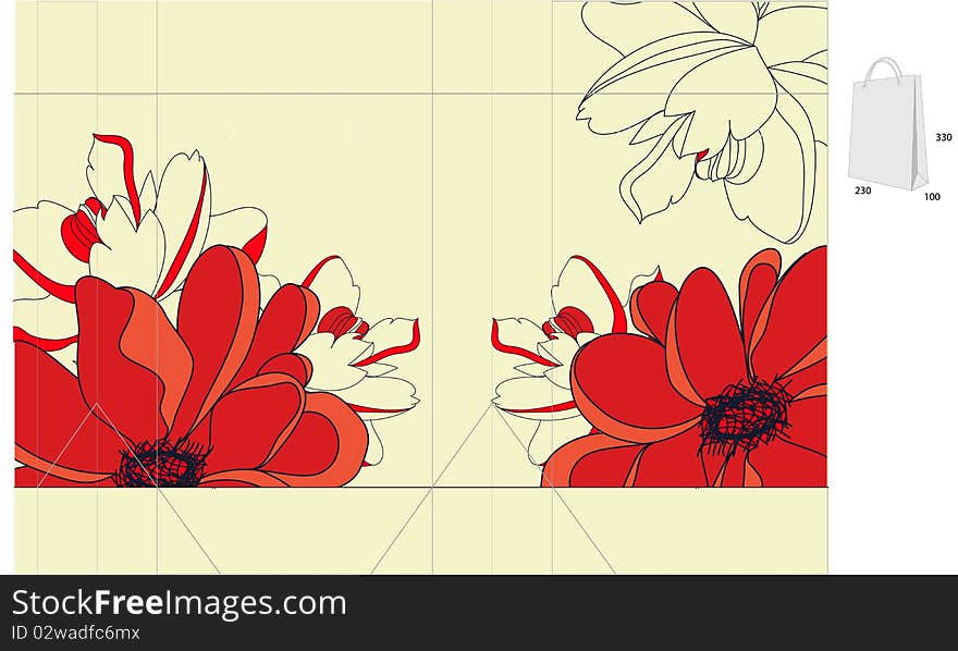 Template for decorative bag. Universal template for greeting card, web page, background