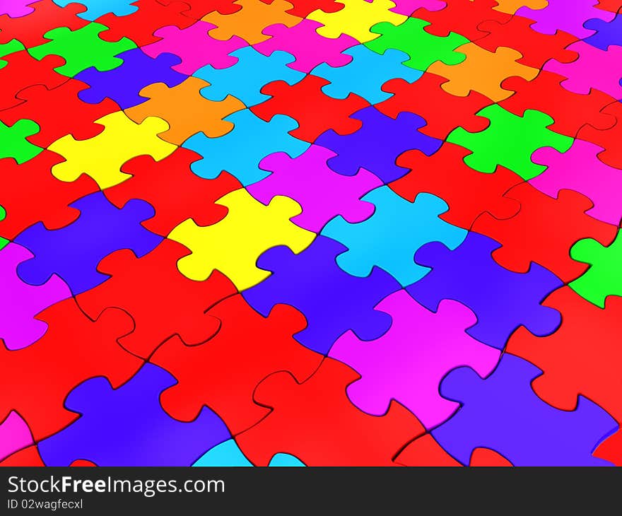 Abstract 3d illustration of colorful puzzle background