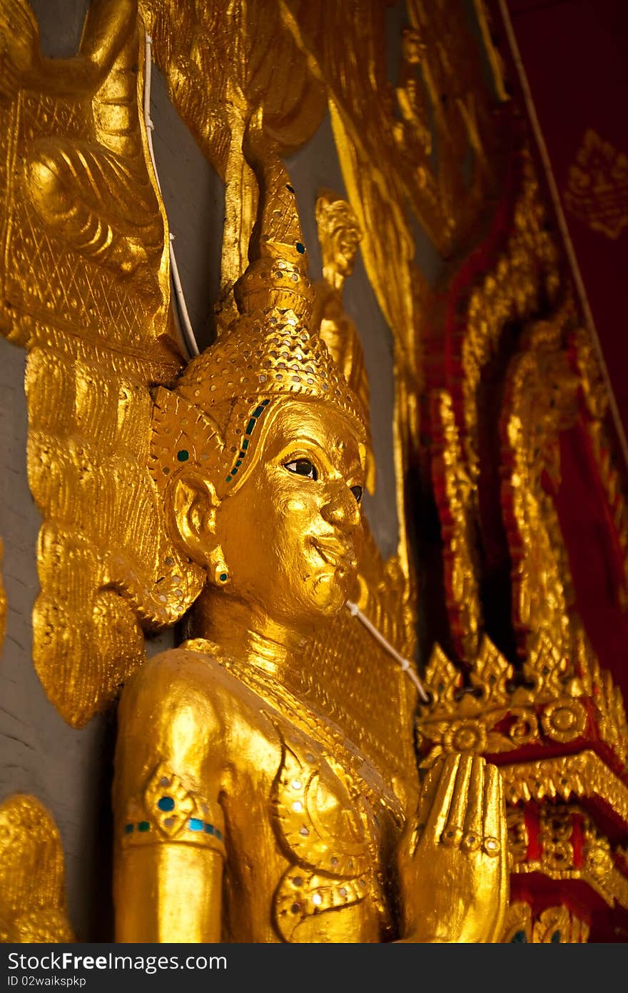 Gloden thai angle sculpture in buddhist. Gloden thai angle sculpture in buddhist