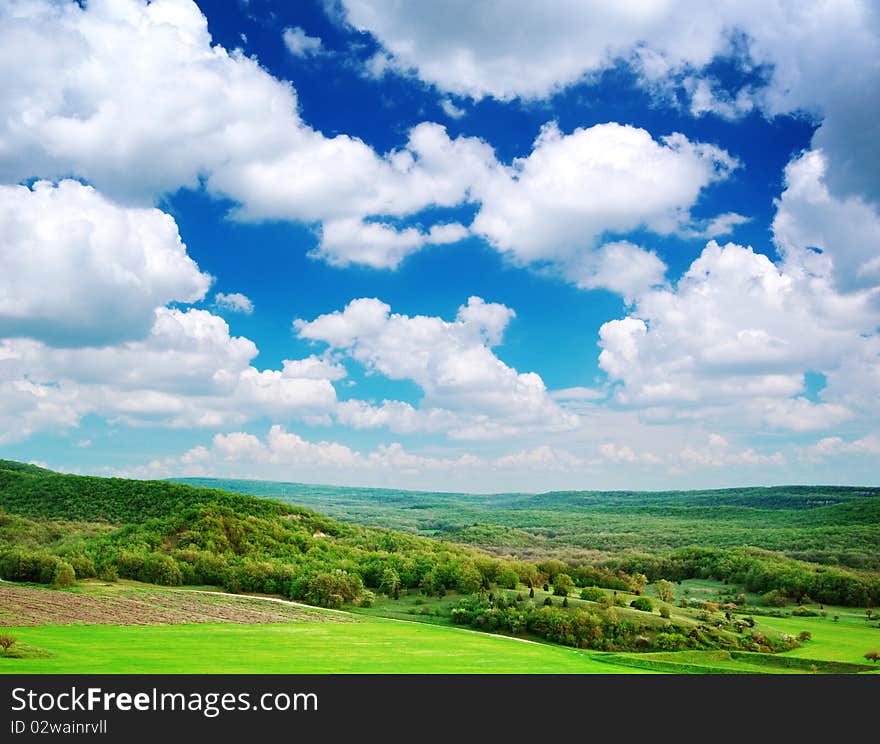 Green meadow in mountain