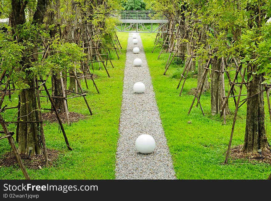 Green Garden and white ball at thailand