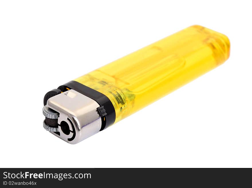 Yellow lighter isolated on white background