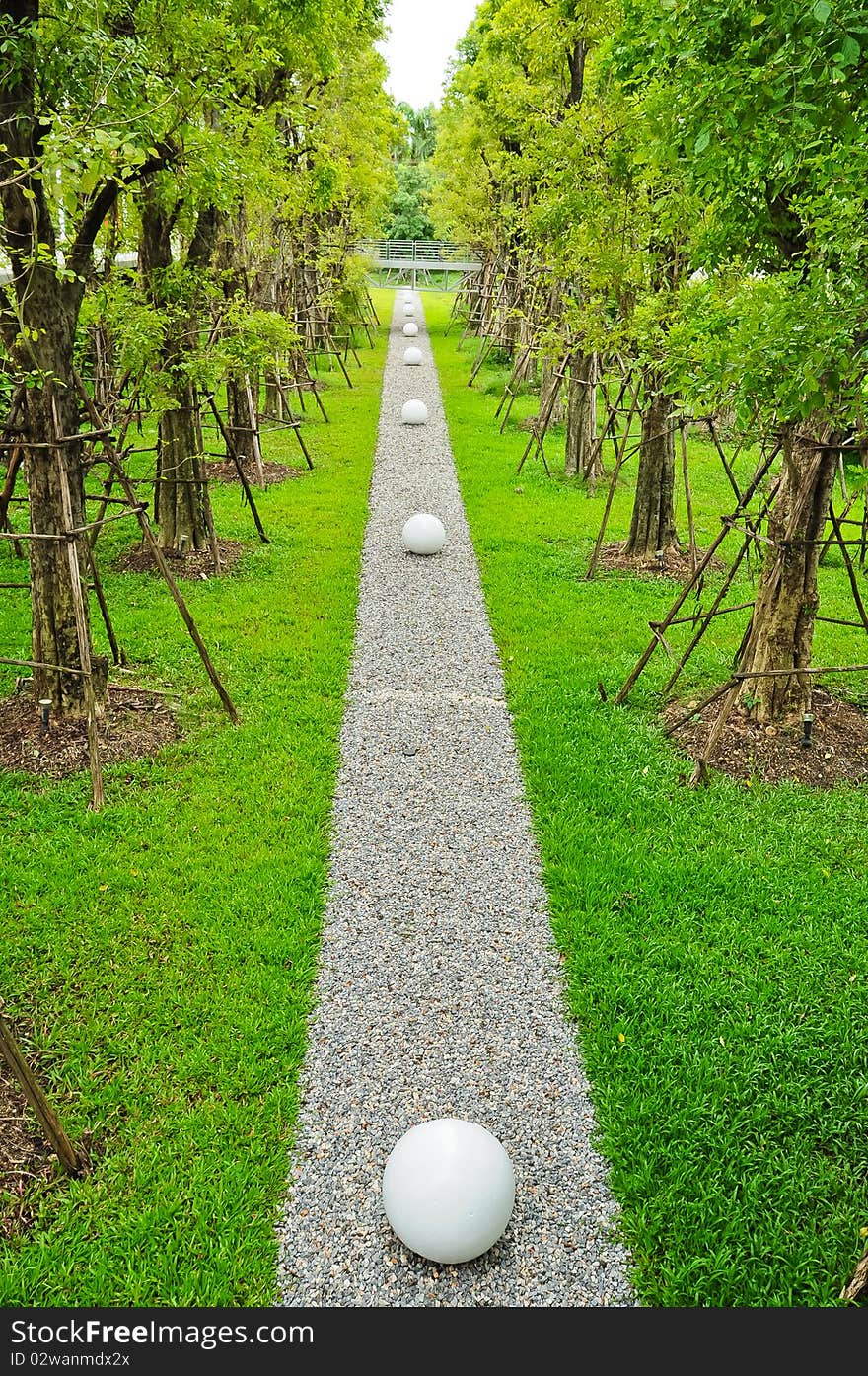 Green Garden and white ball at thailand