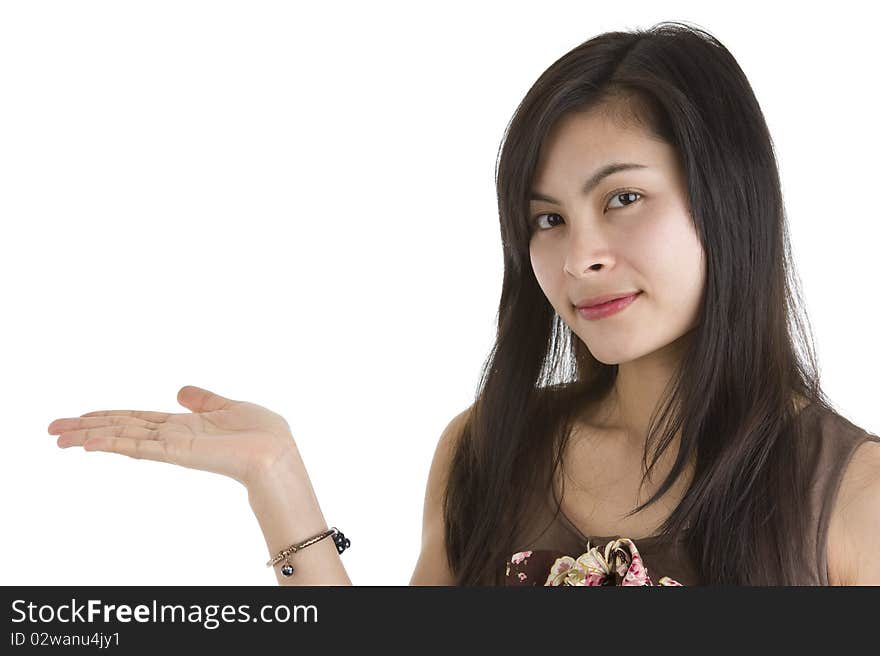 Woman Presenting Something