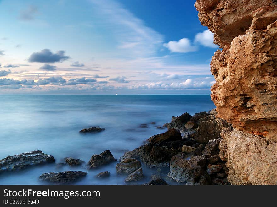 Beautiful sunset seascape. Nature composition.