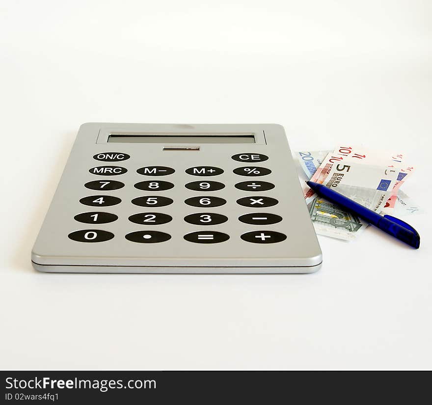 A very large calculator on a white background