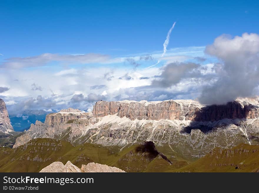 Breathtaking panorama from Marmolada mountain