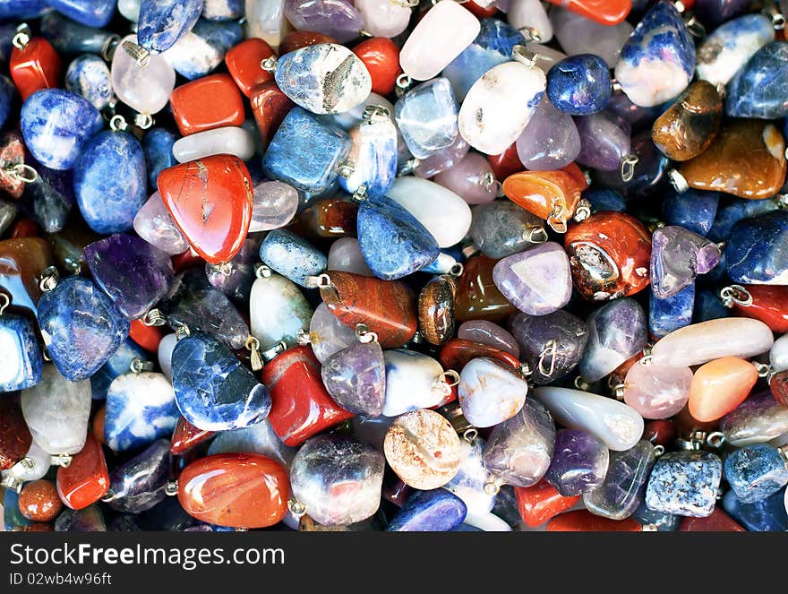 Semi precious jewelery stones background