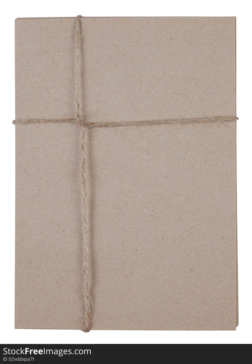 Brown envelope on white background