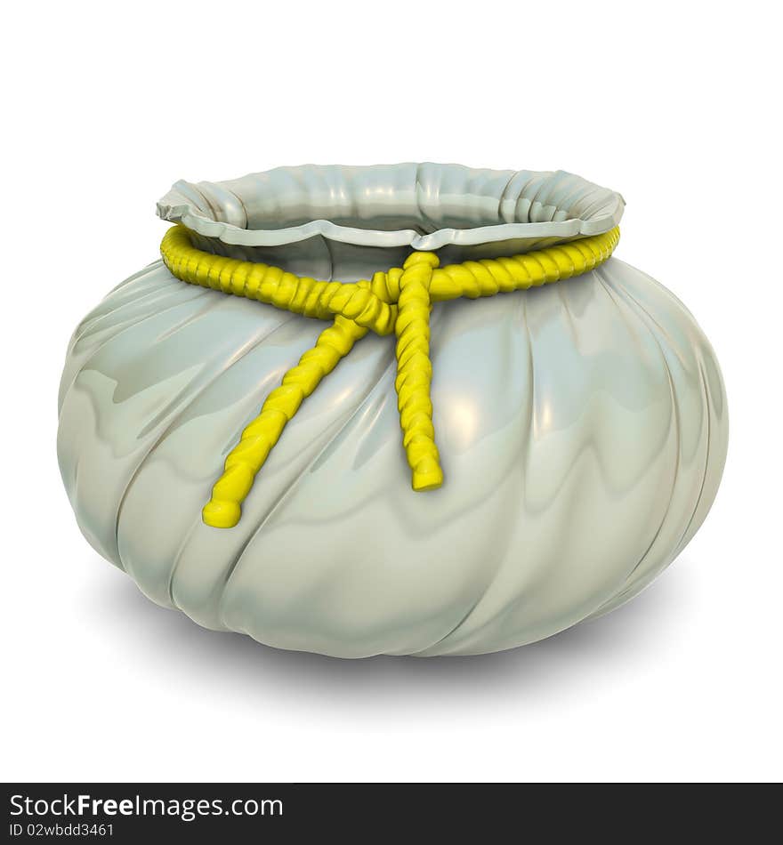 One ceramic Flower Pot with yellow cord