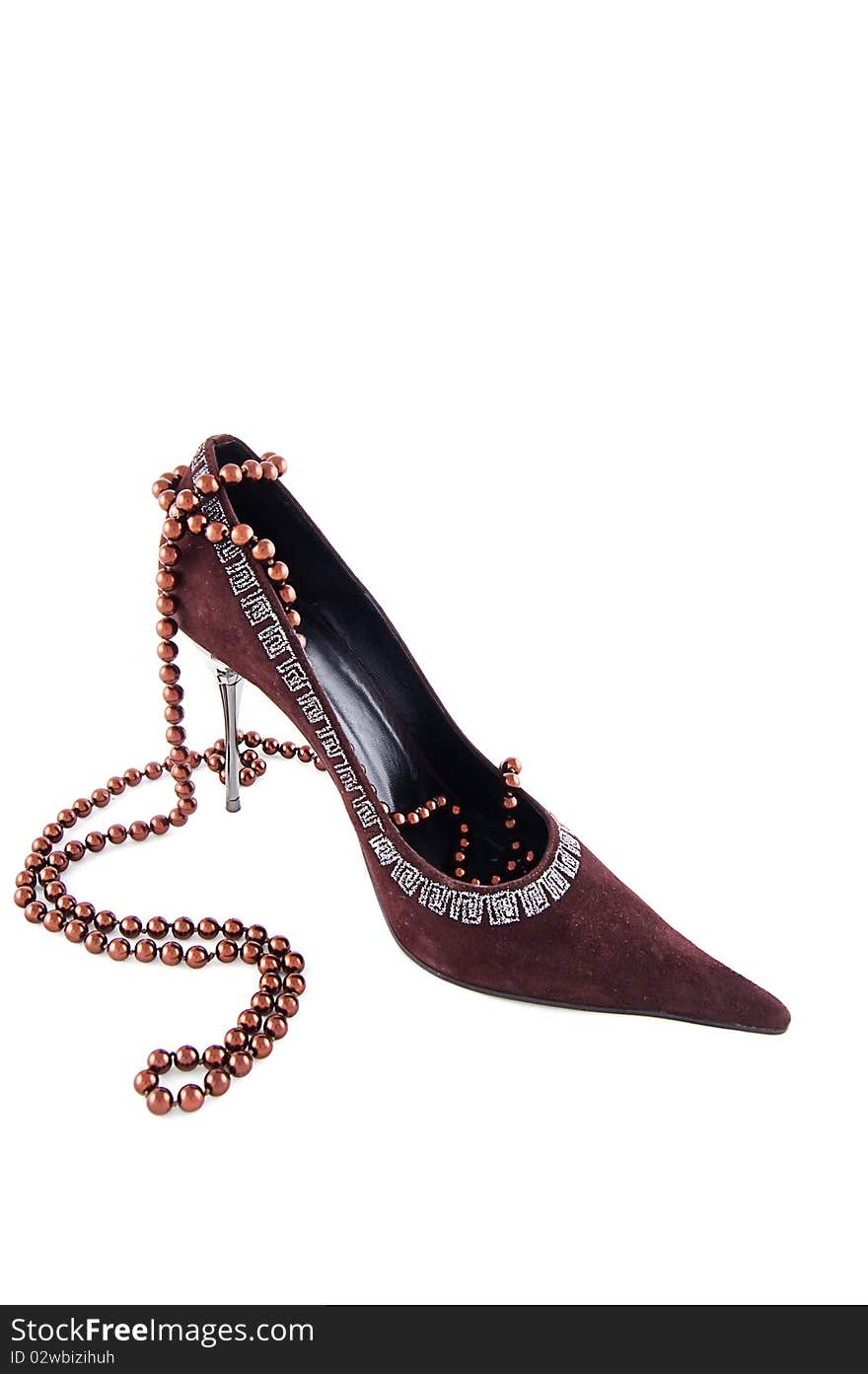 High Heel Velvet Shoe With Beads