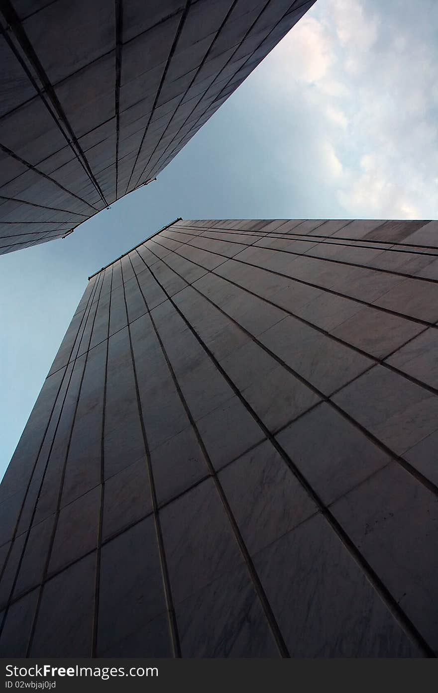 Modern building photographed from a low angle.