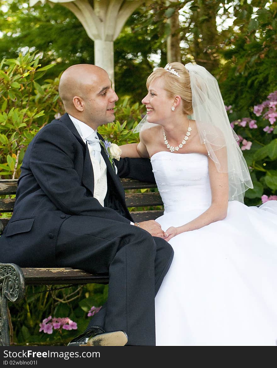 Intimate moment captured between a beautiful bride and groom