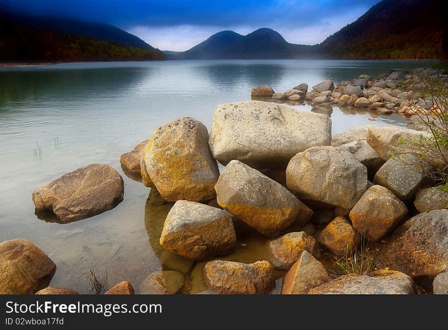 Jordan Pond With Bubble Rocks