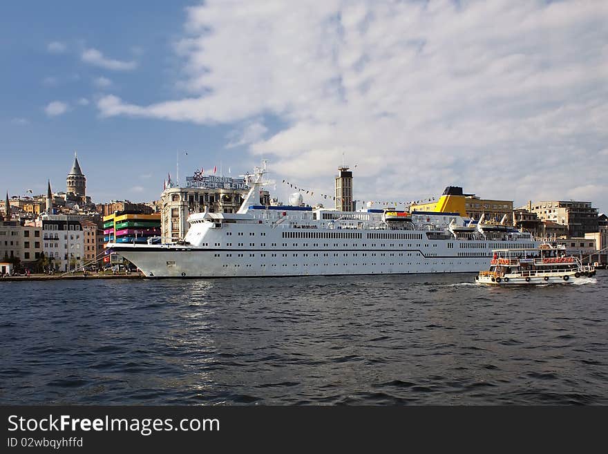 Cruise ship in istanbul harbor