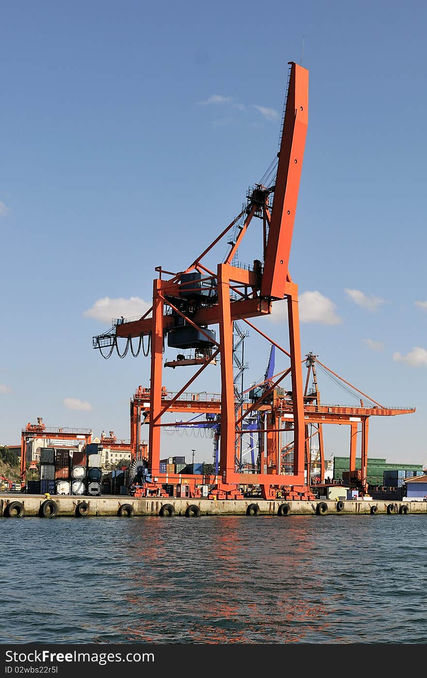 Vertical image of old cargo cranes at the Port of İstanbul