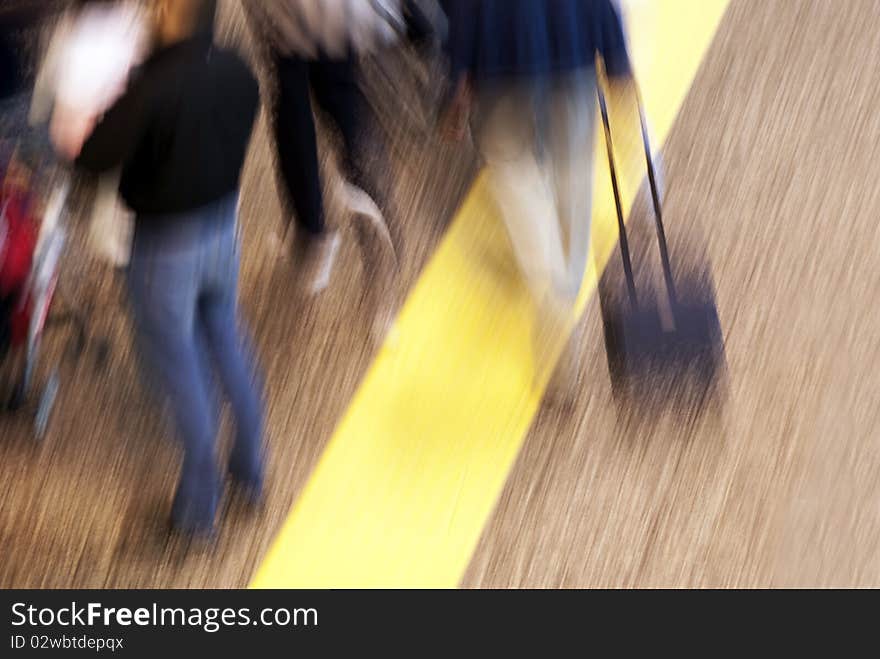 Crowd blur - tourist or worker running in a rush hour