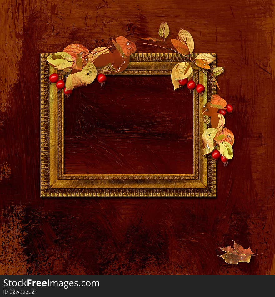 Old frame on a shabby background