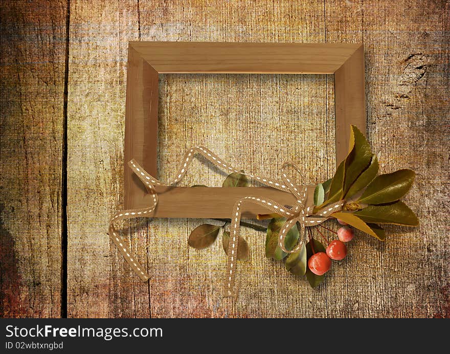 Old Frame On Wooden Background