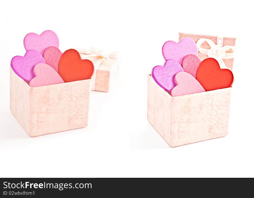 Wooden heart-shaped pink color Gift Box