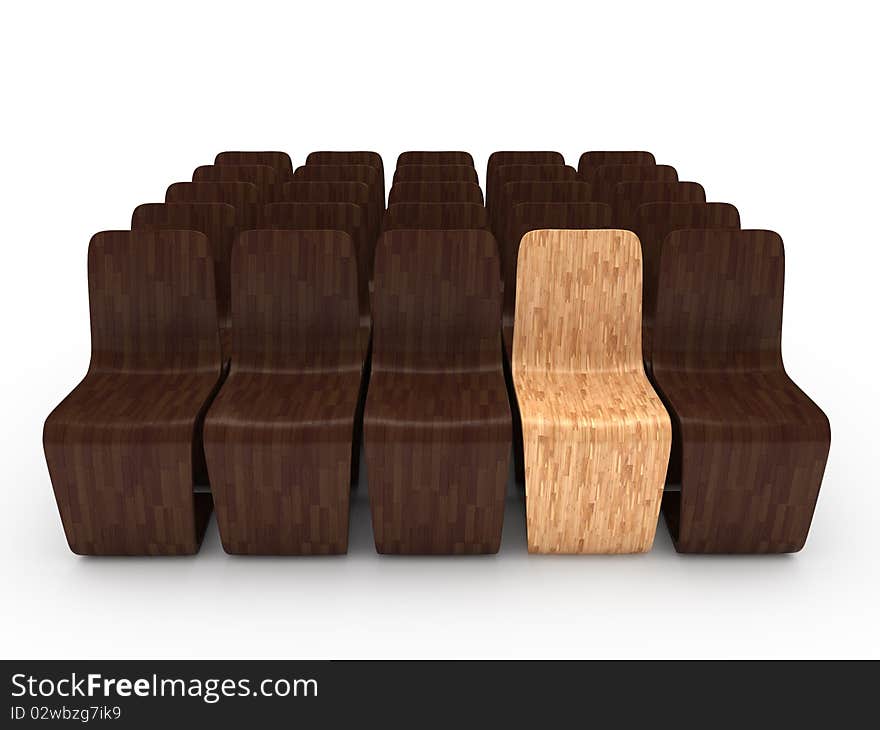 Group Of Chairs. 3D Illustration