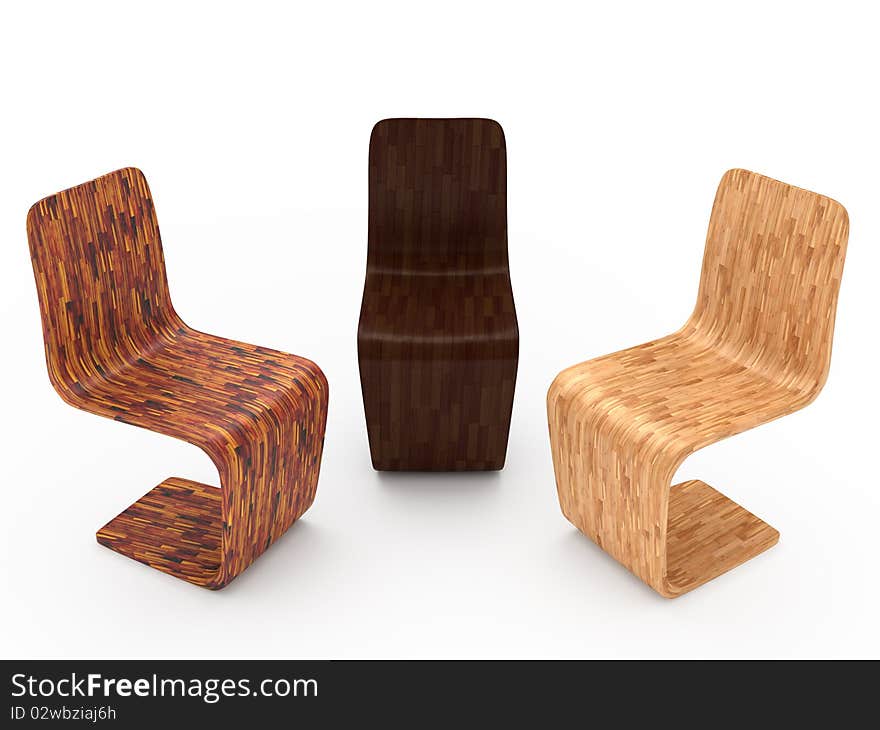 Group of chairs. 3D illustration