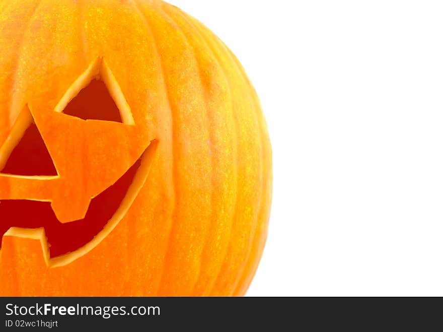 Studio shot of orange halloween pumpkin isolated on white. Studio shot of orange halloween pumpkin isolated on white