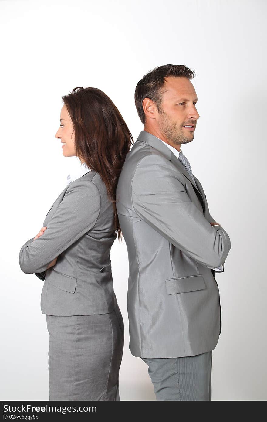 Business partners standing on white background. Business partners standing on white background