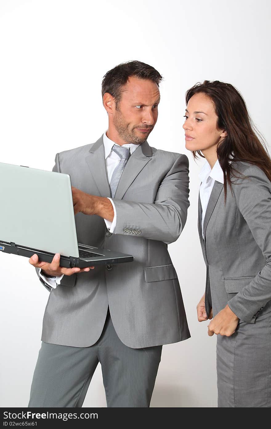 Business partners standing on white background. Business partners standing on white background