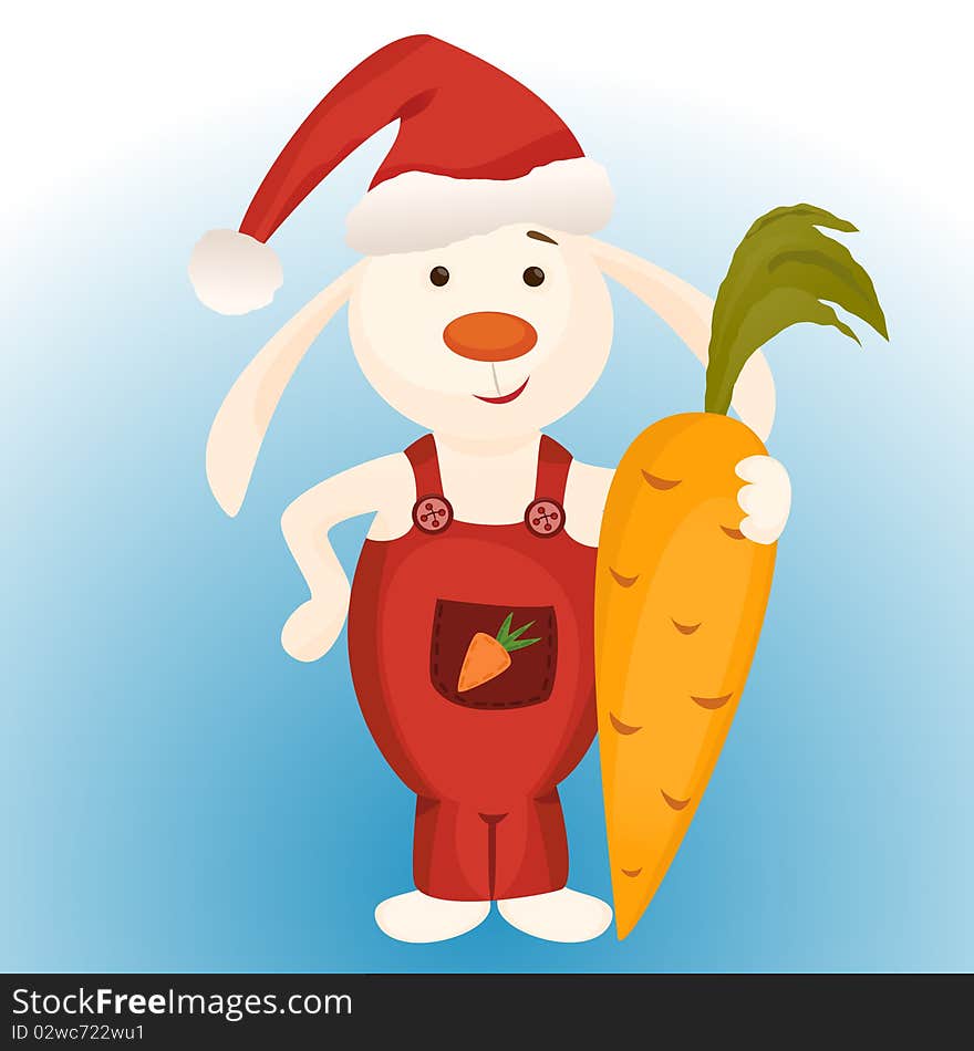 Cute Christmas bunny with carrot. Cute Christmas bunny with carrot.