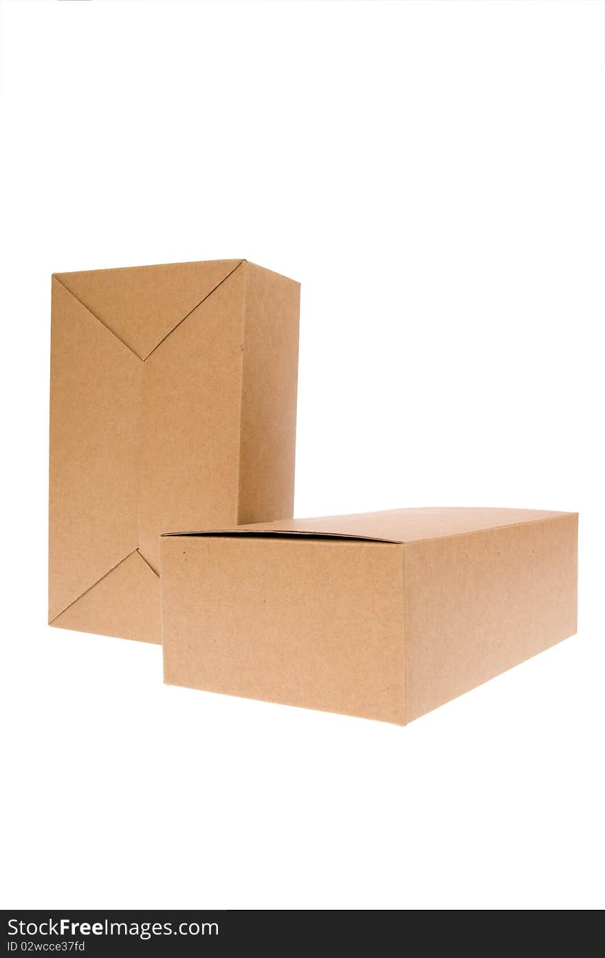 Two Brown cardboard box, Isolated on white.