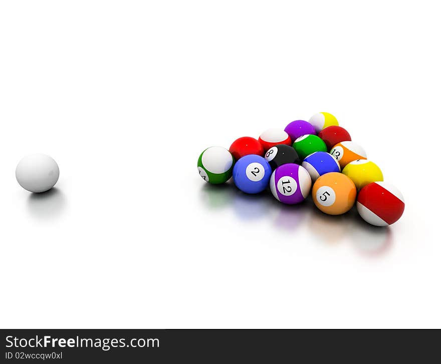 3d image of billard balls. 3d image of billard balls