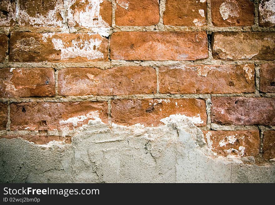 Peeled stucco brick wall background