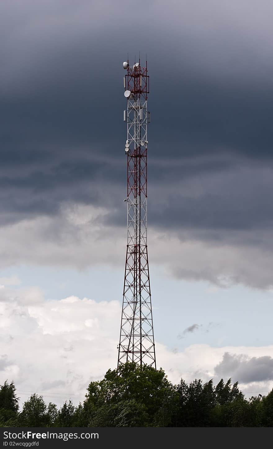 Telecommunications tower in Kimry, Tver region, Central Russia.