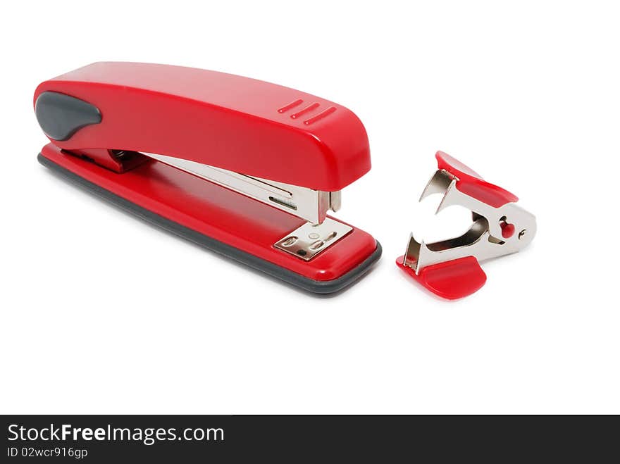 Red stapler and staple remover