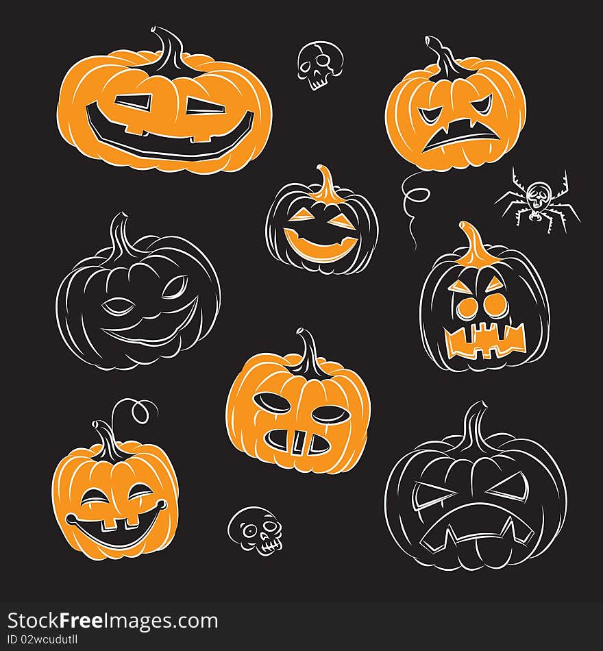 Sketch Halloween Illustration-Halloween Pumpkins