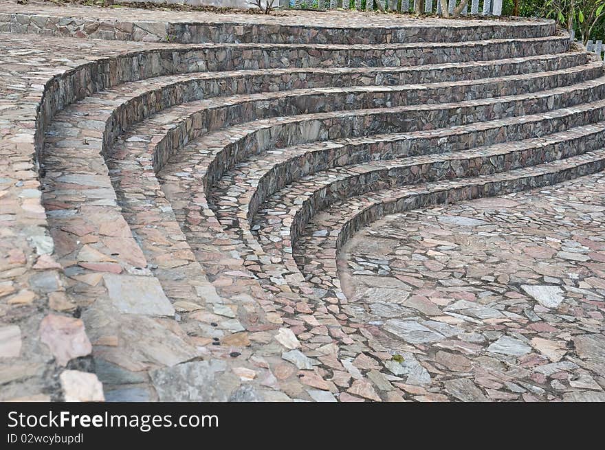 Curve of stair in the garden