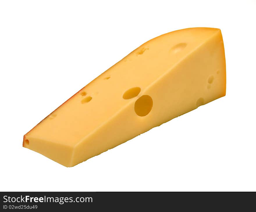 A piece of cheese on a white background. Clipping. A piece of cheese on a white background. Clipping.