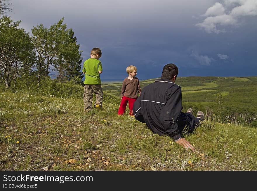 Family Watches Summer Storm