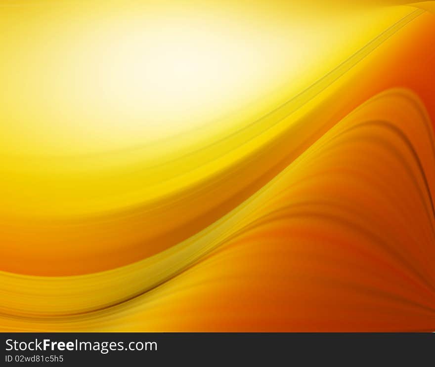 Yellow and orange  dynamic wave over yellow  background. Illustration. Yellow and orange  dynamic wave over yellow  background. Illustration