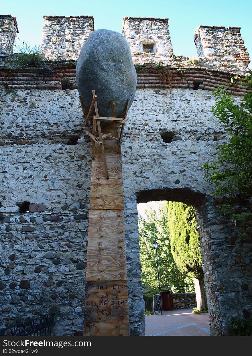 Big stone in the Sirmione castle, Italy. Big stone in the Sirmione castle, Italy