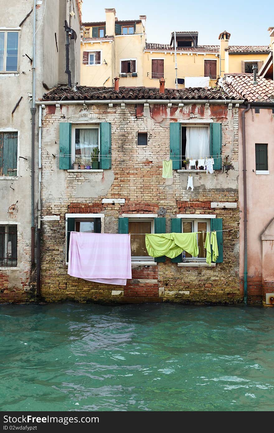 Drying Laundry In Colorful Venice