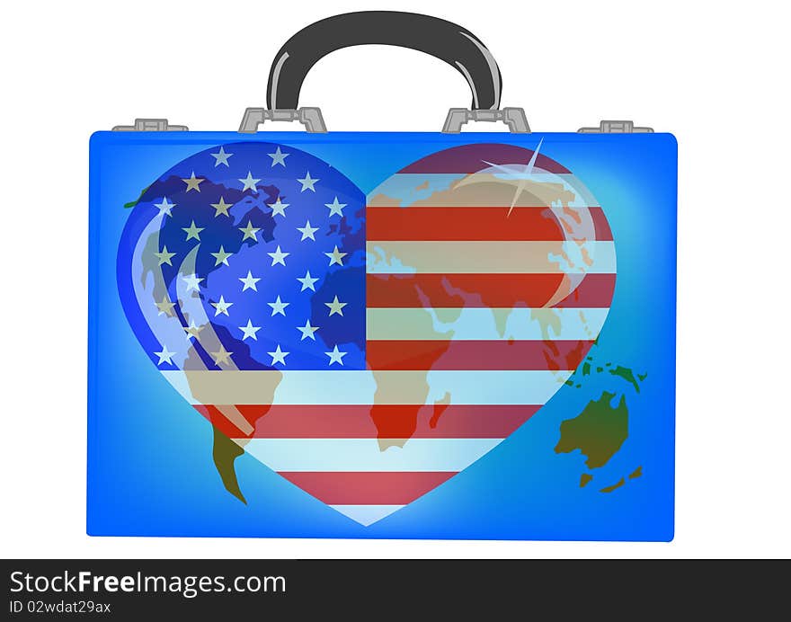 Vector illustration a suitcase with globe on a white background