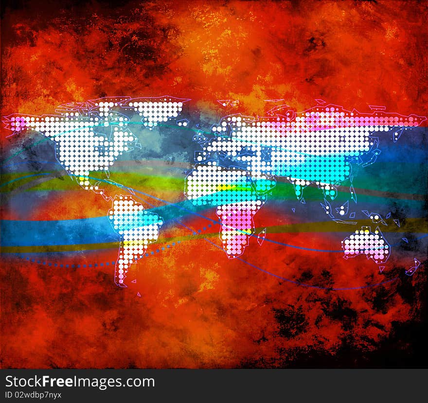 Ambient world map background illustration with copy space. Ambient world map background illustration with copy space