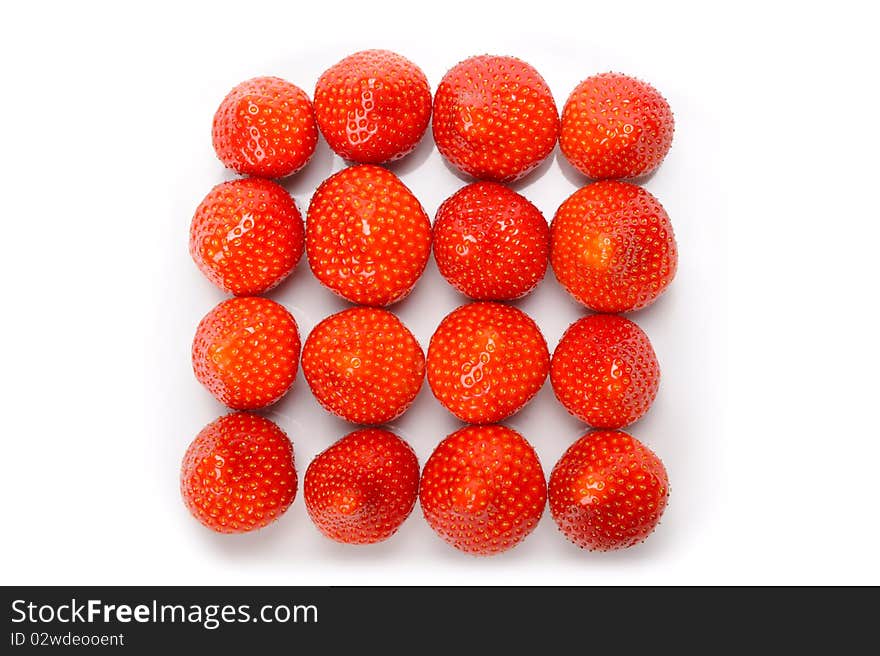 Strawberries lying on white plate. Strawberries lying on white plate