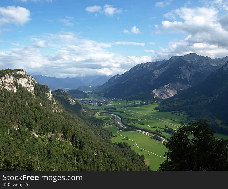 Alps and a valley in bavaria. Alps and a valley in bavaria.