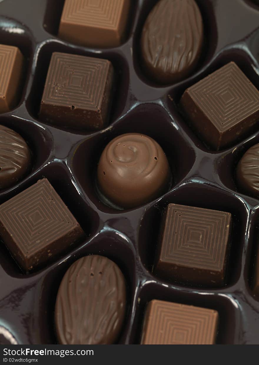 A chocolate gift box isolated against a white background