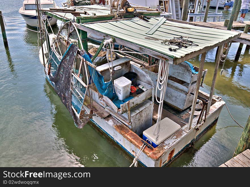 Old Shrimp Fishing Boat Ready to Depart Cortez, Florida