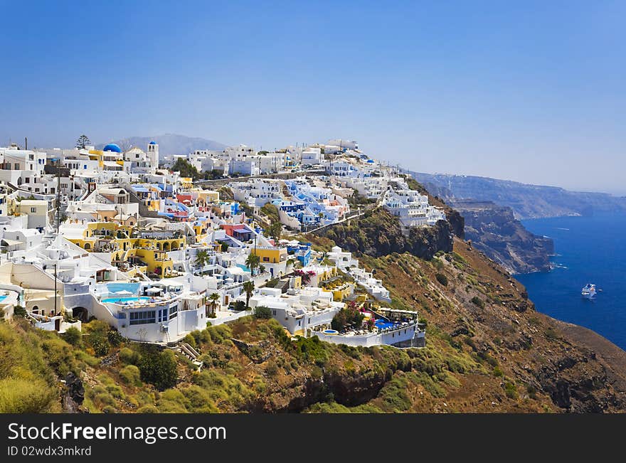 Santorini View (Firostefani) - vacation background. Santorini View (Firostefani) - vacation background